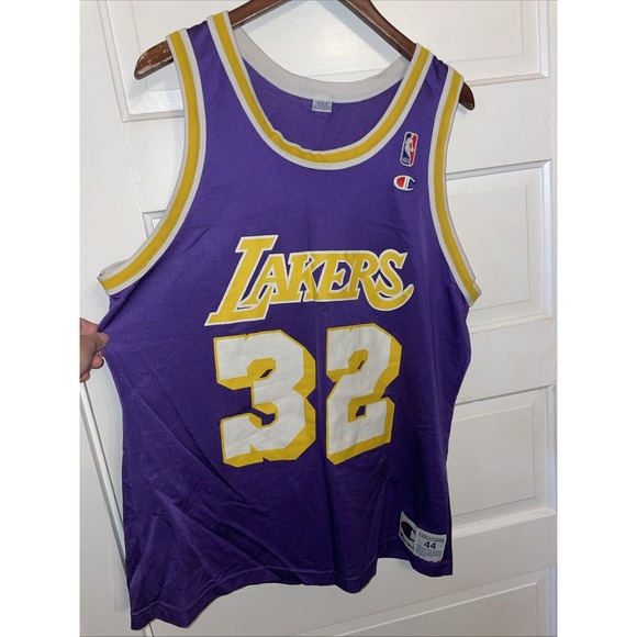 90's Champion Los Angeles Lakers Magic Johnson Jersey Size 44 Men Away